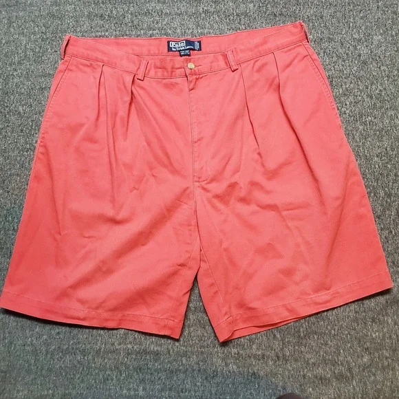 Vintage Polo Ralph Lauren Tyler Short Mens Size 40 Coral Pink Chino Pleated - Picture 1 of 8
